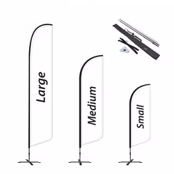Small Haj Beachflagga med kryssfot & vattenring – komplett paket 260 cm