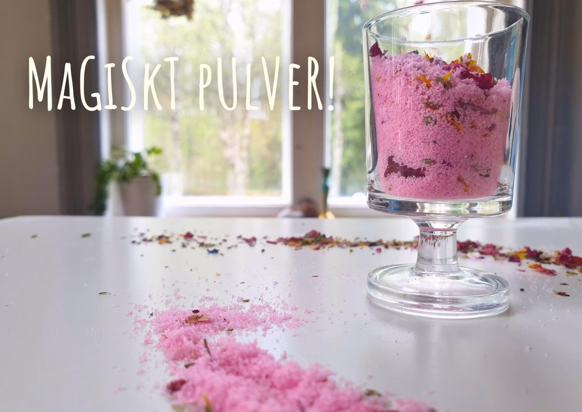 Magiskt pulver som bubblar i vatten