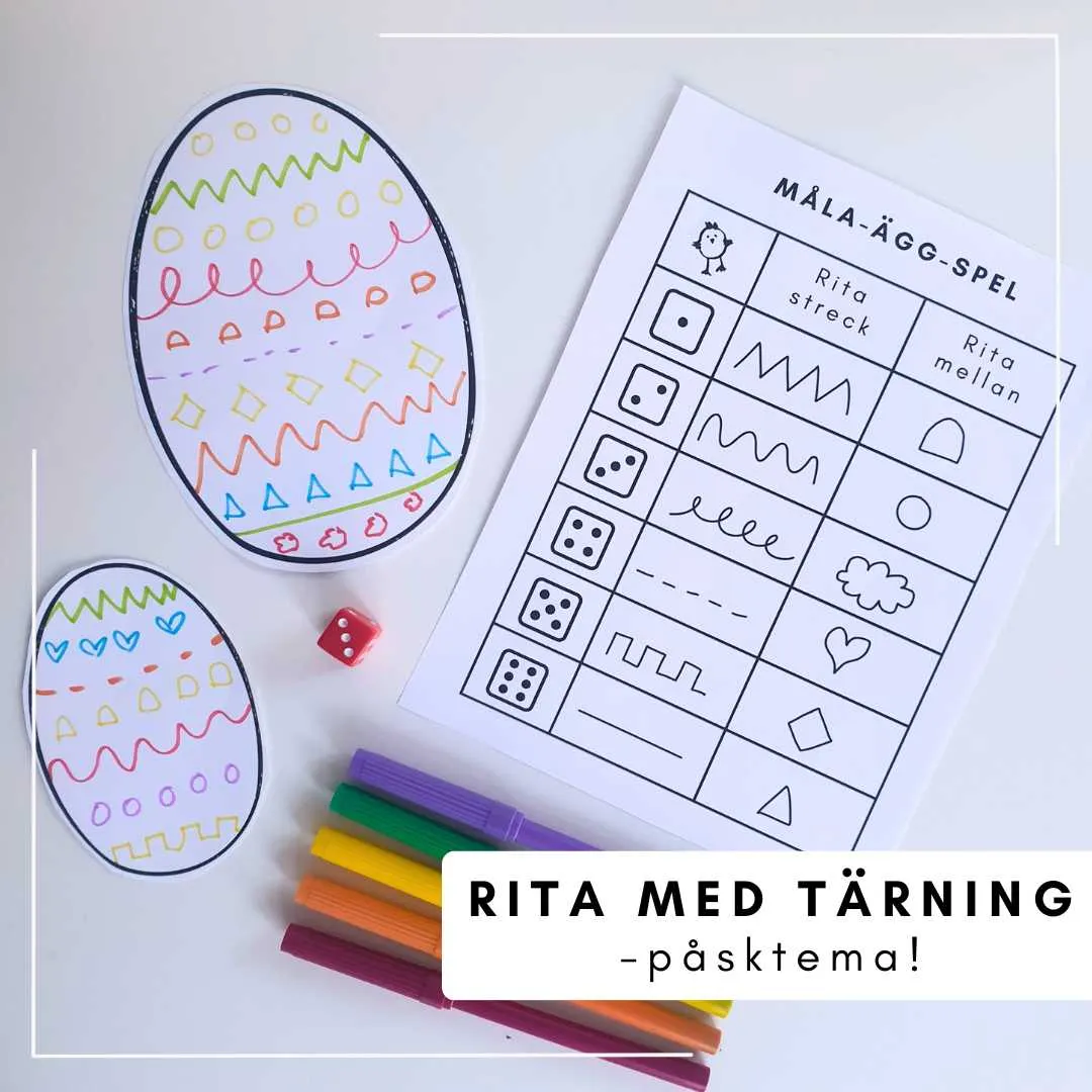 Rita med tärning - påskägg - Pysselmorgon - pyssla enkelt med barnen!
