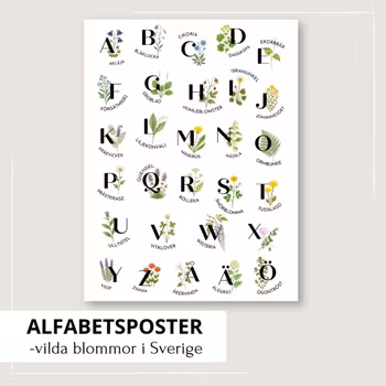 Alfabetstavla - vilda växter i Sverige