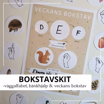 Bokstavskit - väggalfabet, veckans ord & bänkhjälp