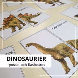 Dinosaurier - pussel och flashcards