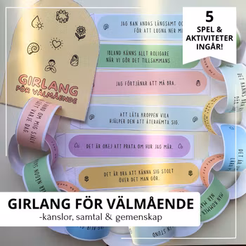 Girlang för välmående - Papperskedjor, uppdragskort, känslosnurra, bingo och spel