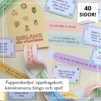 Girlang för välmående - Papperskedjor, uppdragskort, känslosnurra, bingo och spel