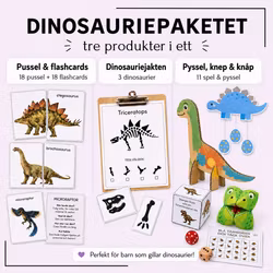 Dinosauriepaketet - pussel, pyssel, spel & fakta