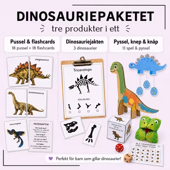 Dinosauriepaketet - pussel, pyssel, spel & fakta