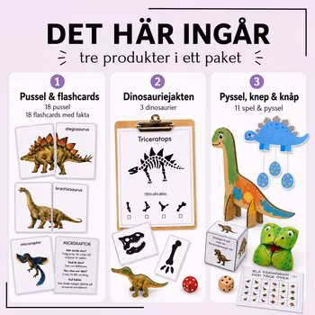 Dinosauriepaketet - pussel, pyssel, spel & fakta