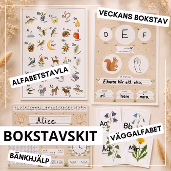 Bokstavskit - väggalfabet, veckans ord & bänkhjälp