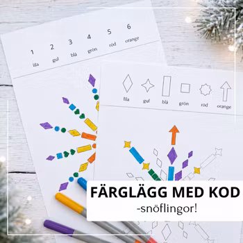 Färglägg med kod - snöflingor