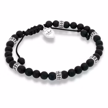 Nobel SILVERARMBAND/BEADSARMBAND | Onyx | Svart