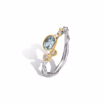 By Birdie Grace Single Blue Aqua Faceted Ring