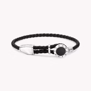 Thomas Sabo Rebel at Heart LÄDERARMBAND BRICKA SVART