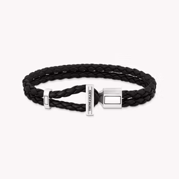 Thomas Sabo Rebel at Heart DUBBELT LÄDERARMBAND I SVART MED SILVER