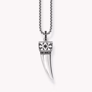 Thomas Sabo Rebel at Heart HALSKEDJA MED TANDHÄNGE OCH STENAR, SVÄRTAT SILVER