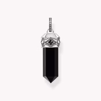 Thomas Sabo Rebel at Heart HÄNGSMYCKE SVART ONYX I KRISTALLFORM, SVÄRTAT SILVER