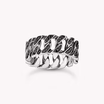 Thomas Sabo Rebel at Heart RING KEDJELÄNKAR SVARTA STENAR BRED SILVER