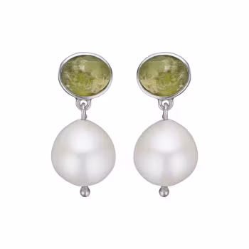 By Birdie Siv Raw Peridot Pearl ørestikkere