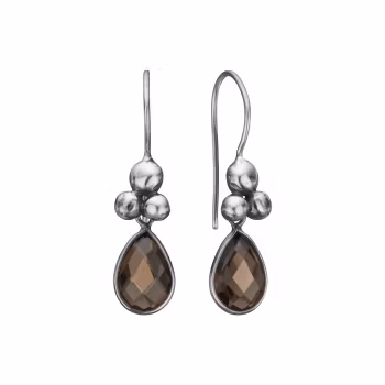 By Birdie Rose Buds Drop Smoky Quartz ørehængere