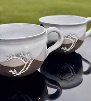 Kaffekopp serie fjäll med renhorntryck