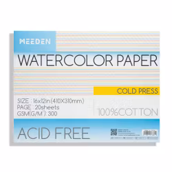 MEEDEN 100% Cotton akvarellblokk 16x12in