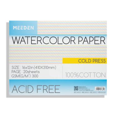 MEEDEN 100% Cotton akvarellblokk 16x12in
