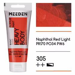 MEEDEN akryl heavy body 100ml – 305 Napthol Red Light