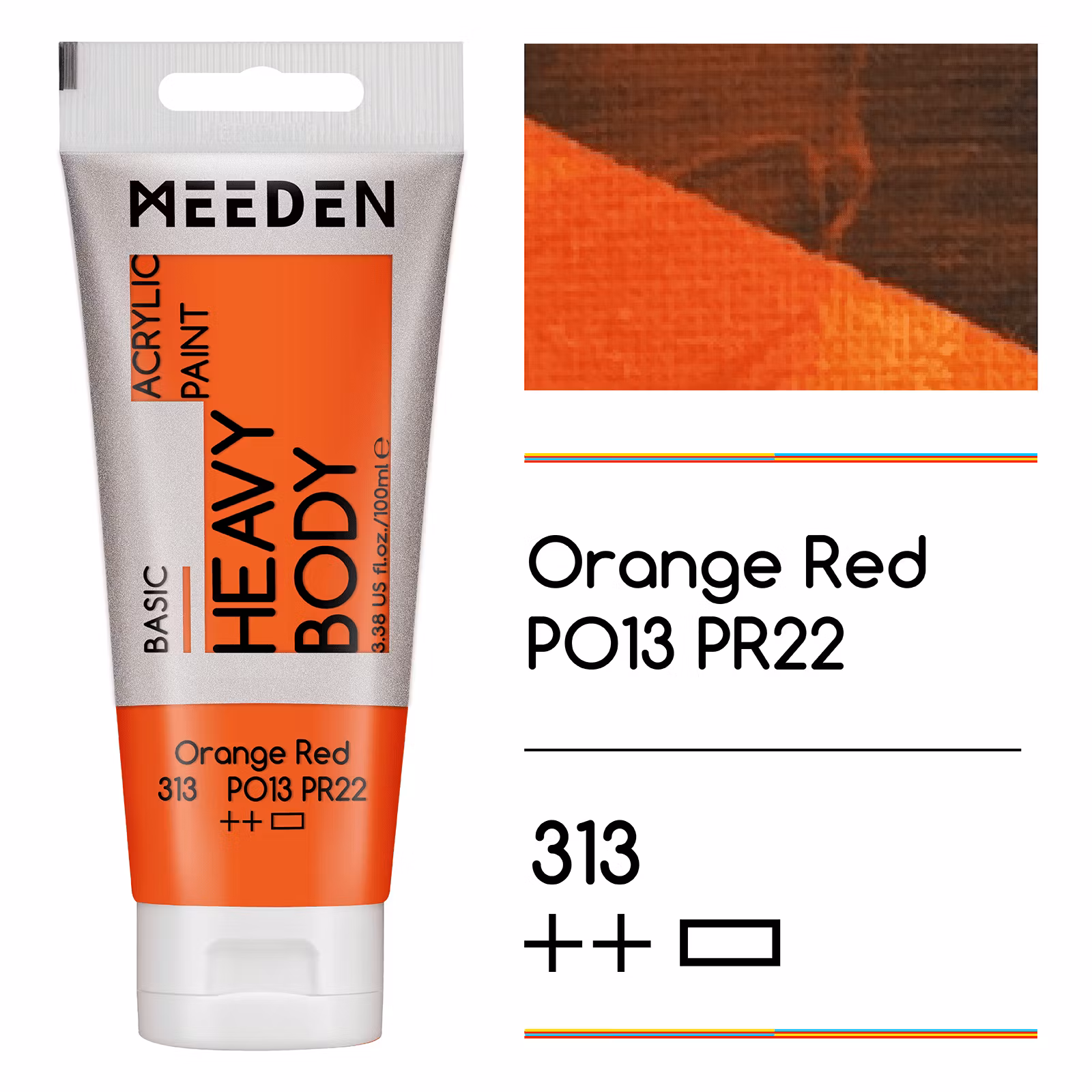 MEEDEN akryl heavy body 100ml – 313 Orange Red