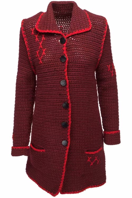 Handvirkad unik ullkofta/cardigan