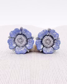 Örhängen blommor, stora studs med clips
