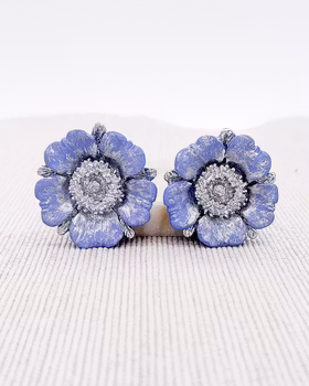 Örhängen blommor, stora studs med clips
