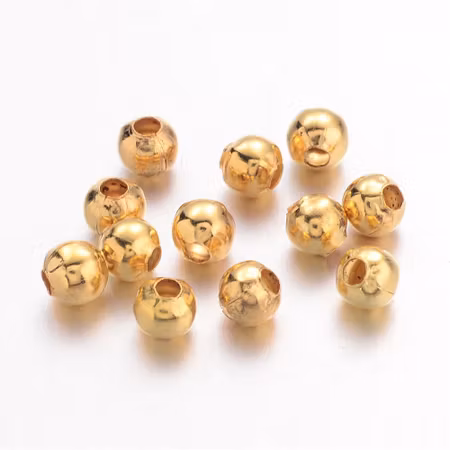 Runda pärlor av järn, 4mm, guld (100st)