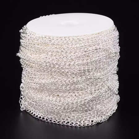 Twistkedja, järn, 6x4mm, silver (5 meter)