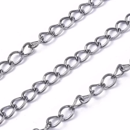 Twistkedja, järn, 6x4mm, gunmetal (5 meter)