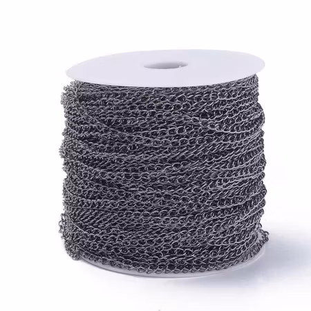 Twistkedja, järn, 6x4mm, gunmetal (5 meter)