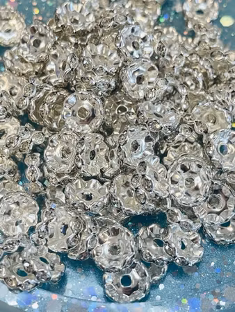Strassrondell, 10mm, klass A, vågig, silver, järn (20st)