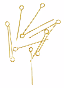 Långa Guldfärgade Öglepinnar av järn, 5cm (50st)