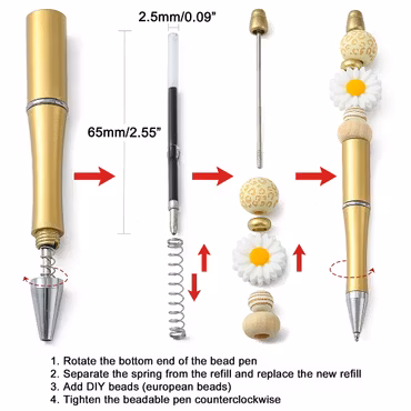 Pärla en penna med fluff, vit (st)