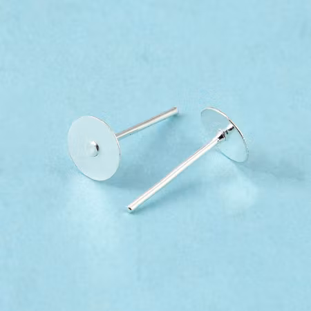 Storpack örhängespins, stud med platta, 6mm (100st)