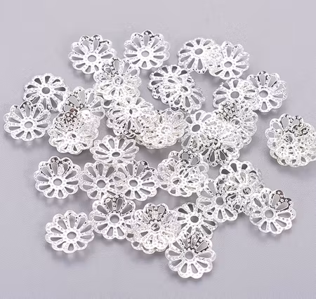Pärlhatt fancy, silver, 10mm (50st)