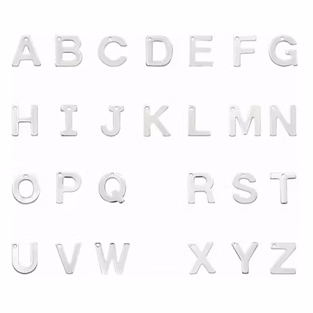 Bokstavsberlocker, rostfritt stål, 12mm, A-Z (26st)