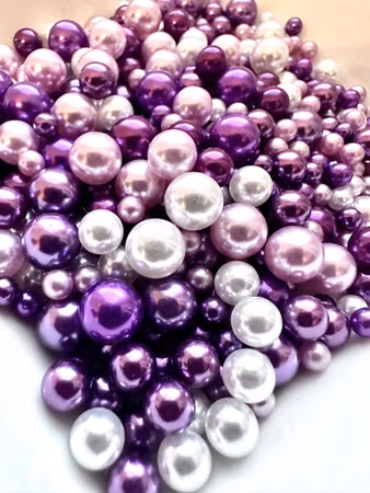 Söta dekorpärlor, pärlimitation lavendel, 4-8mm (10g)