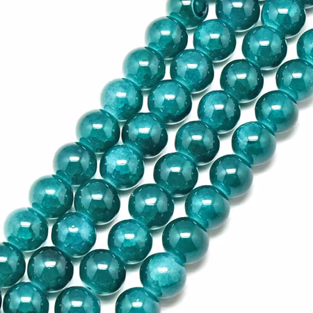 Sträng med Dovt Krackelerade Im so teal, 8mm, glaspärlor (100st)