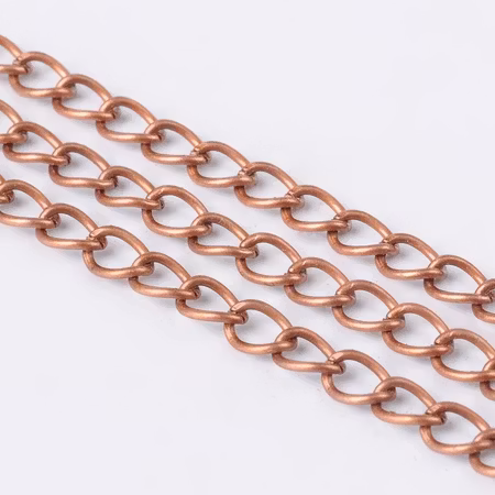 Twistkedja, järn, 6x4mm, röd kopparfärg (5 meter)