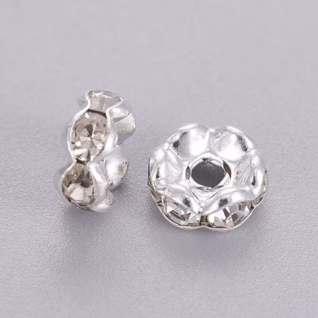 Strassrondell vågig silver mässing klass A, 6mm (20st)