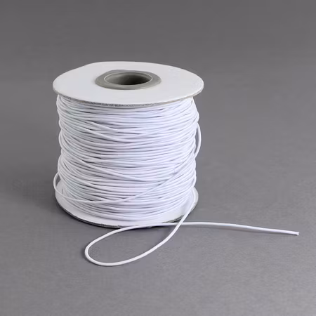 Rund elastisk fibertråd, vit, 0.8mm (10meter)