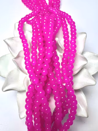 Sträng med glaspärlor, Jadeimitation, camelia, 8,5mm (100st)