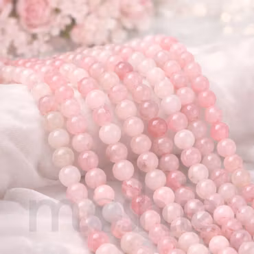 Sträng med kristallpärlor av äkta Rosenkvarts 10mm 37st