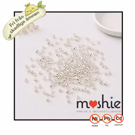 Storpack med små klämpärlor nickelfria av mässing silver 2x1.2mm 500st