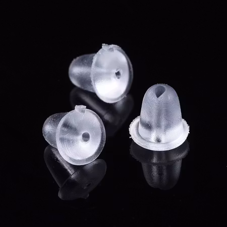 Proppar till örhänge, silikon, 4mm (50st)