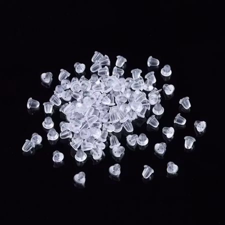 Proppar till örhänge, silikon, 4mm (50st)